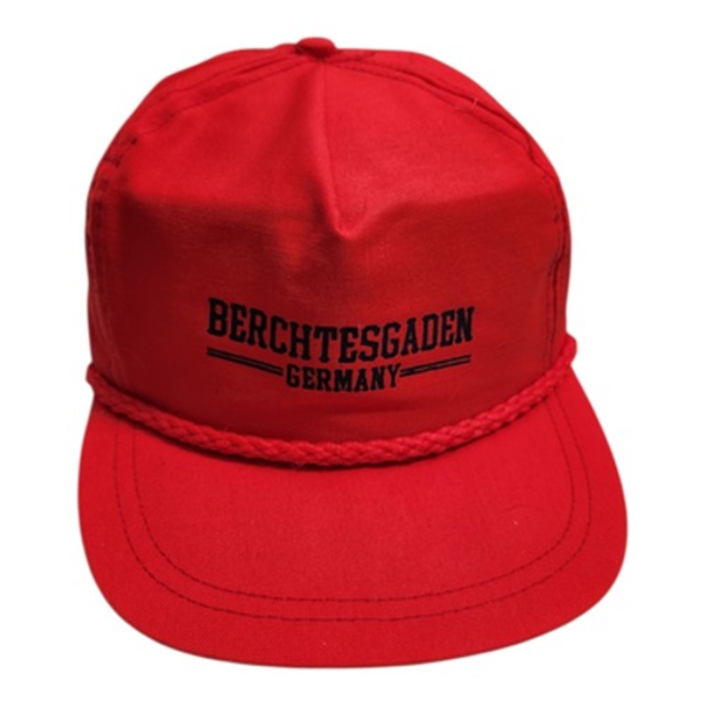 Vintage Berchtesgaden Germany Red Rope Hat Leather Strapback‎ Made in USA Cap